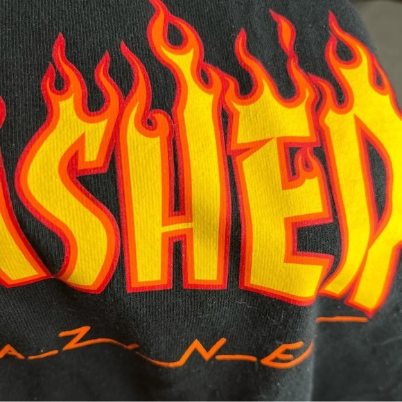 ASH | Black S 100% Cotton Thrasher Magazine Flame Logo Skater T Shirt - Picture 9 of 9